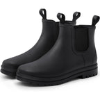 Planone Short Rain Boots for Women Chelsea Fashion Waterproof Ankle Non-Slip Matte Surface Rubber Boots Lightweight Outdoor Garden Shoes Work Booties for Ladies with Arch Support and Removable Comfort Insole