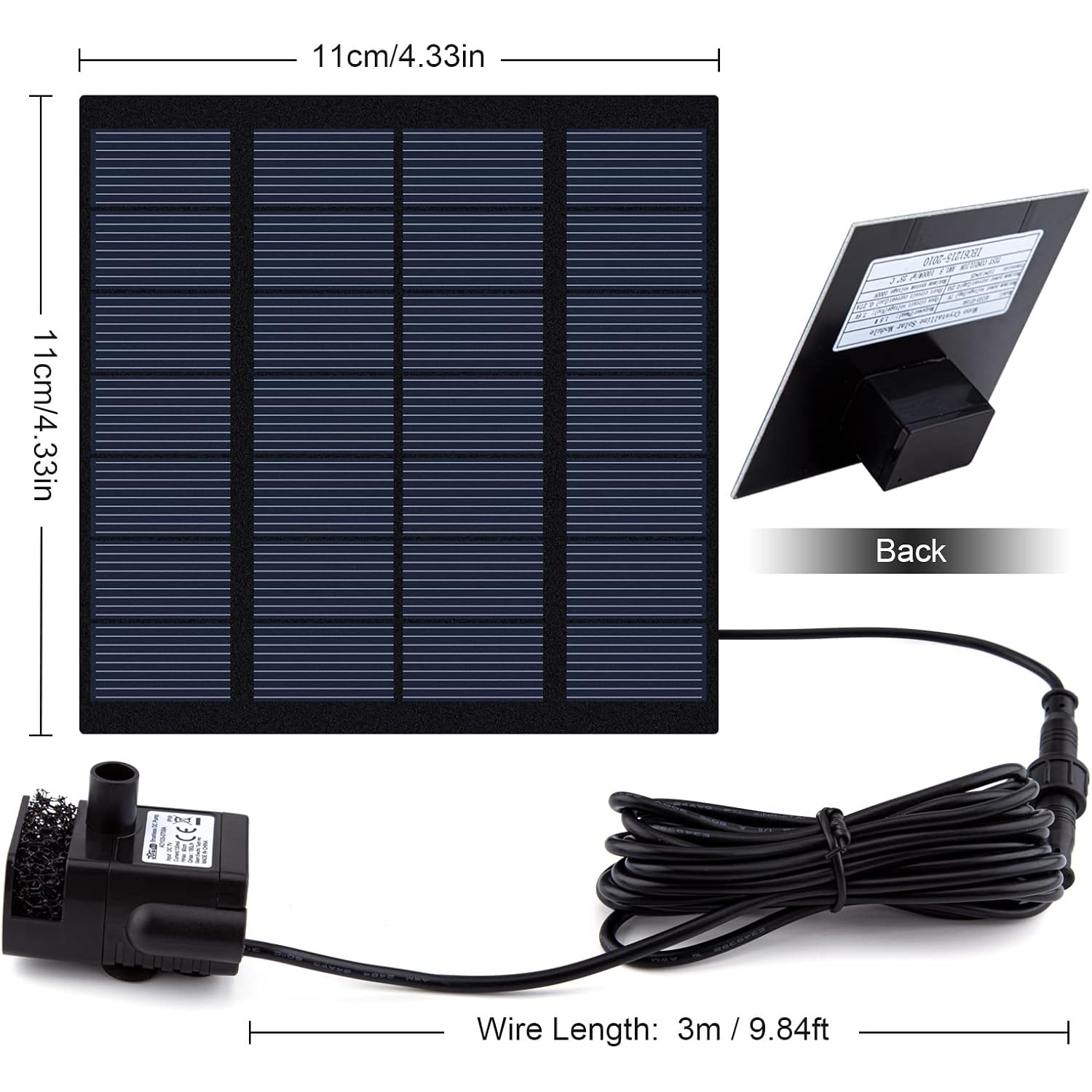 Solar Fountain Pump Kit With Separate Solar Panel, 1.8 W Upgraded Solar Water Pump With 9.84Ft Cable & 4 Nozzles Solar Water Fountain For Bird Bath,Pond, Patio Garden Water Pump With Built-In Filter