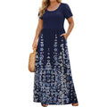 In'Voland Plus Size Maxi Dresses For Women Summer Petal Short Sleeve Dress Casual Loose Flowy Long Sundress With Pockets