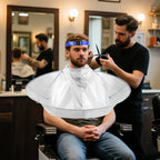 Self Haircut Cape Kit For Men，Fade Guide For Men Haircut，Hair Cutting Kit Includes Hair Cutting Cape, Adjustable Hair Trimming Guide, Comb，For Adults And Kids, Salon And Home Use(Blue)