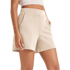 Modal Soft Relaxed Shorts with Pockets for Women High Wasit Casual Shorts