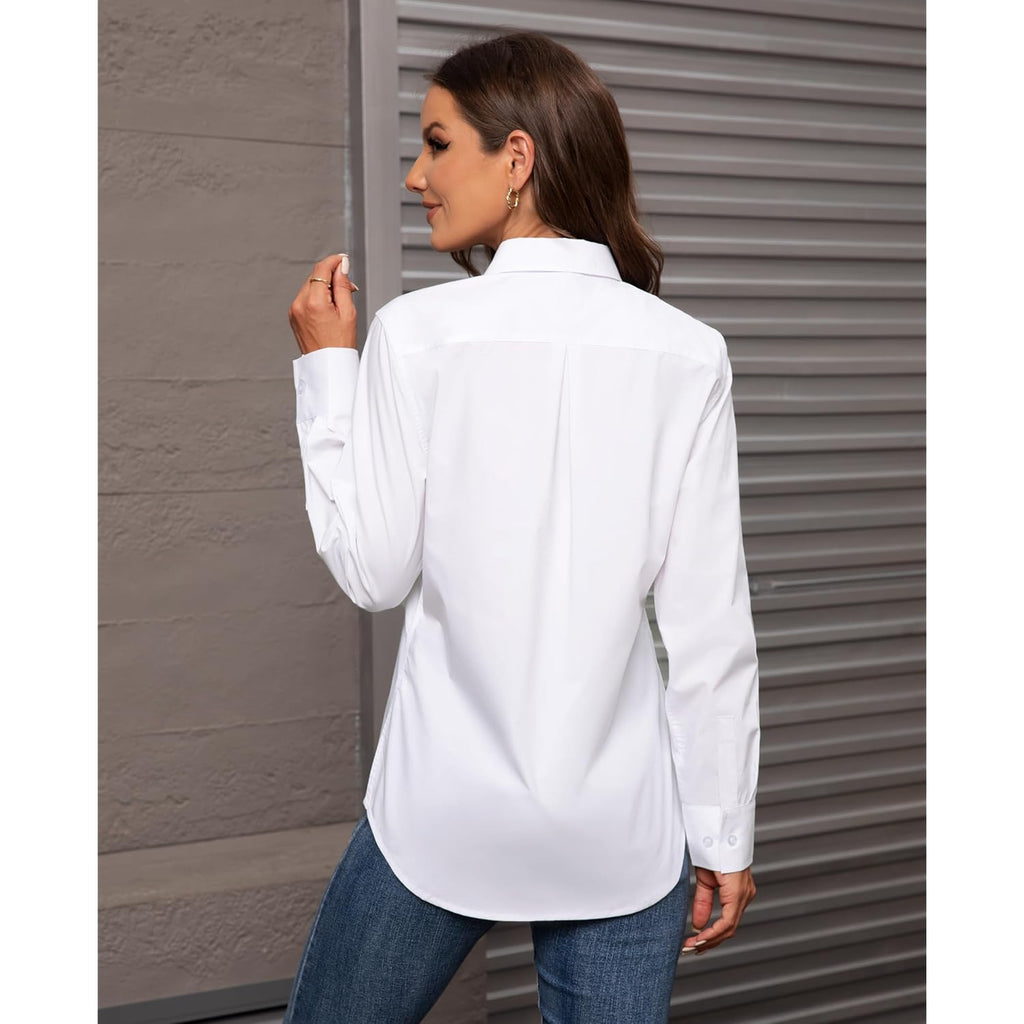 Button Down Shirts for Women Classic Fit Dress Shirt Work Business Casual Long Sleeve Blouse Tops