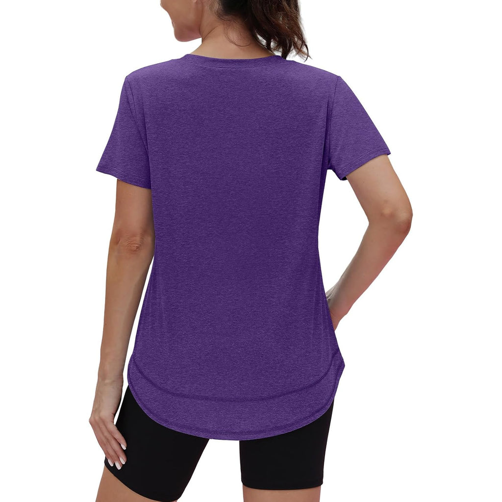 Xieerduo Womens Workout Tops Short Sleeve Shirts Sun Protection Upf 50+ Quick Dry Outfits For Hiking Running S-3Xl