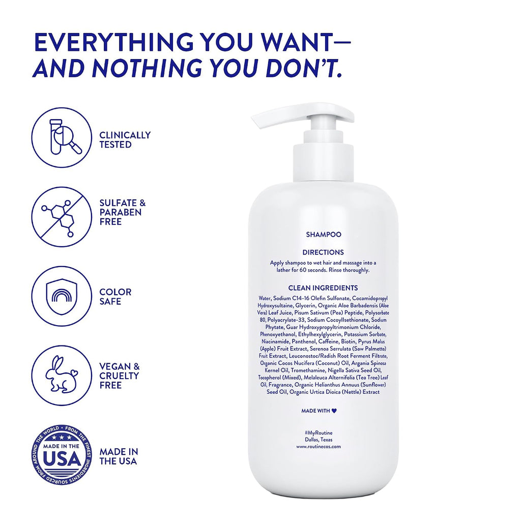 Routine Wellness Anti-Thinning Volumizing Shampoo For Thinning Hair & Hair Loss - Grow Your Confidence With Biotin & Dht Blockers - 14 Oz Coconut & Vanilla