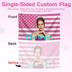 Custom Pink American Us Flag With Picture, Personalized Funny Flags With Face Image Logo Photo Text Single Sided Customized Flag Tapestry For Bedroom Dorm Room Decor Garden, 2X3 3X5 4X6 5X8 Ft