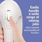 Hamilton Beach 6-Speed Electric Hand Mixer With Easy Clean Beaters | Traditional Beaters | Dough Hooks | Whisk | Snap-On Storage Case | 275 Watt Motor | White | 62636J