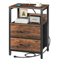 Yoobure Nightstand With Charging Station, Small Night Stand With Fabric Drawers And Storage Shelf For Bedrooms, Small Spaces, Bedside Table With Usb Ports & Outlets