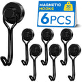 Lovimag Swivel Magnetic Hooks, 30Lbs, Pack Of 6 | Cruise Cabin Ship Essentials 2026, Heavy Duty Magnets For Refrigerator, Classroom, Kitchen, Hanging Mug, Black