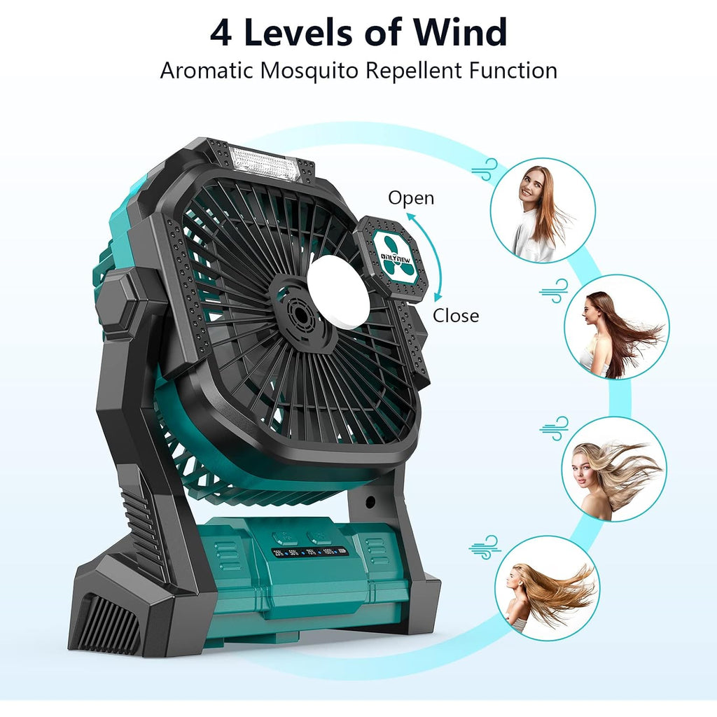 Portable Fan Rechargeable, 20000Mah Cordless Battery Powered Fan With Led Lantern Battery Operated For Travel Bedroom Home Camping Tent Office Beach Desk Fishing Table