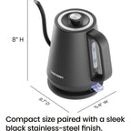 Chefman Gooseneck Electric Kettle, 0.8L Pour Over Tea Kettle For Coffee And Tea, One-Touch Operation, Boil-Dry Protection, Auto Shut-Off, Ultra-Fast Hot Water Boiler – Black