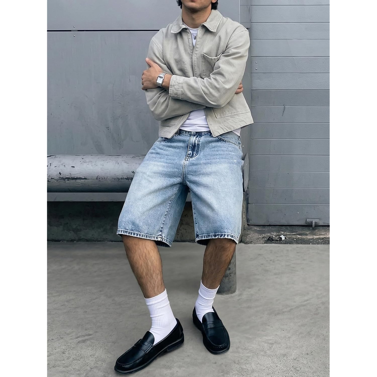 Comdecevis Men'S Baggy Jean Shorts Loose Fit Streetwear Jorts | 75% Cotton, 25% Polyester, Vintage Wash Denim, Breathable And Comfortble, Daily Casual And Outdoor
