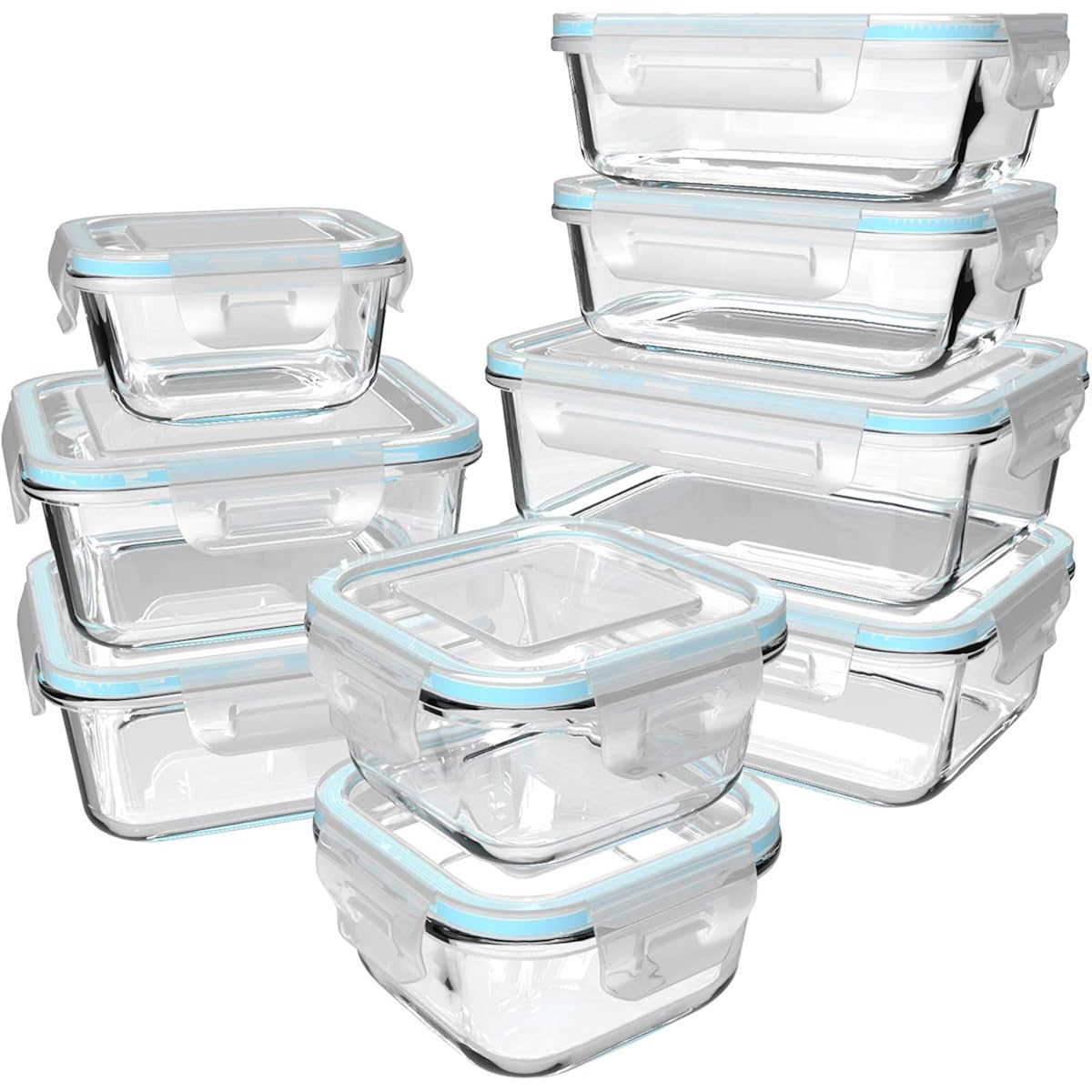 18 Piece Glass Food Storage Containers With Lids, Glass Meal Prep Containers, Food Storage Containers For Food Storage, Bpa Free & Leak Proof (9 Lids & 9 Containers)
