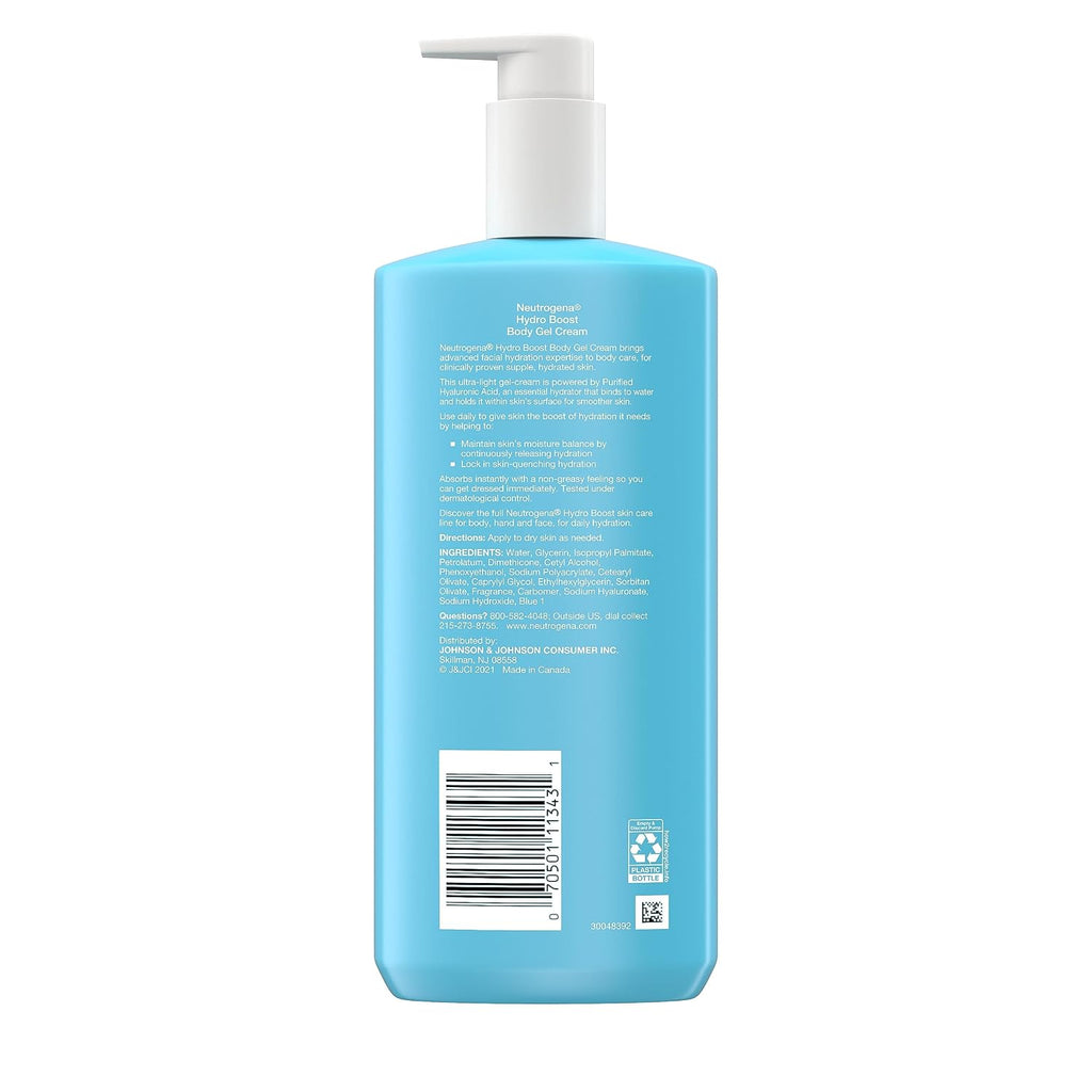Neutrogena Hydro Boost Body Gel Cream, Hydrating Body Lotion With Hyaluronic Acid For Normal To Dry Skin, Hyaluronic Acid Lightweight Moisturizer, 16 Oz, 2 Pack