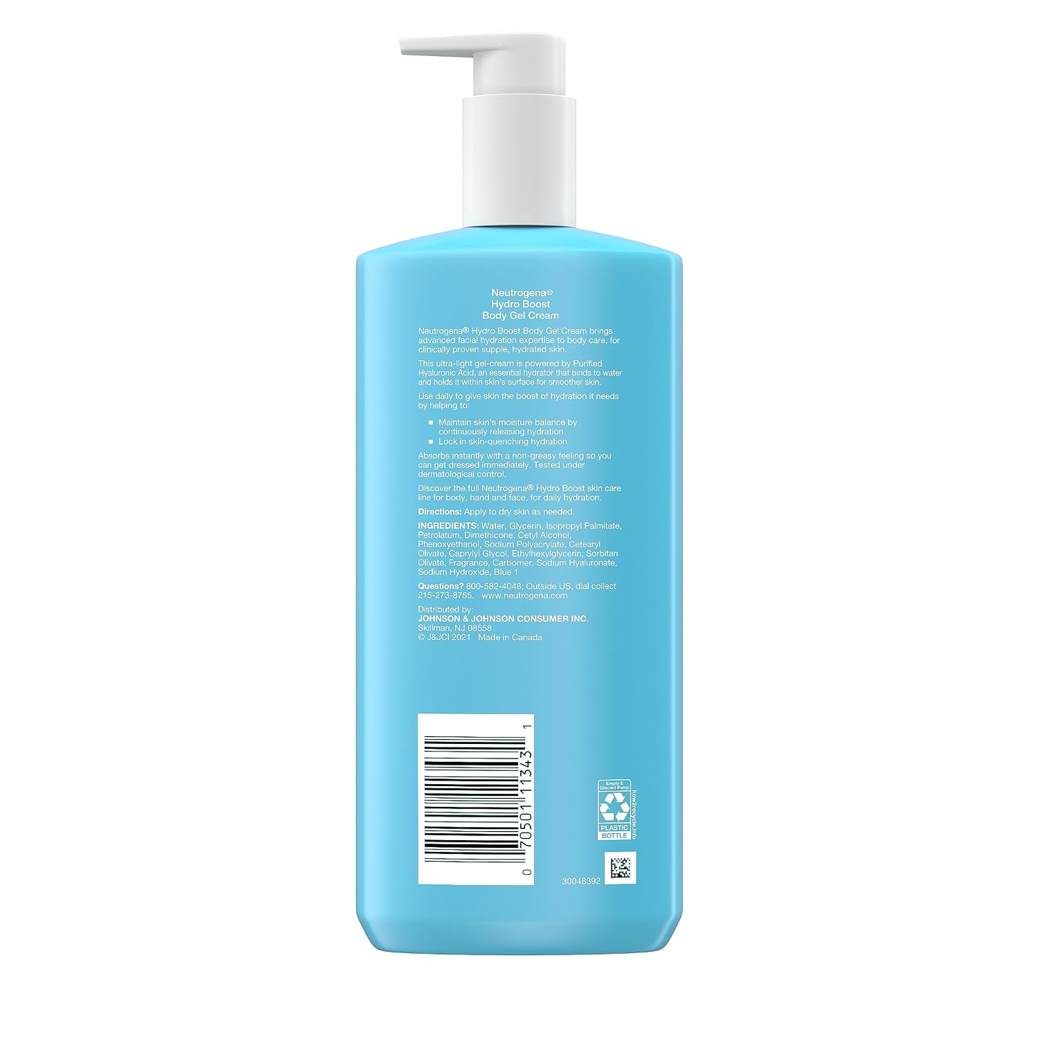 Neutrogena Hydro Boost Body Gel Cream, Hydrating Body Lotion With Hyaluronic Acid For Normal To Dry Skin, Hyaluronic Acid Lightweight Moisturizer, 16 Oz, 2 Pack