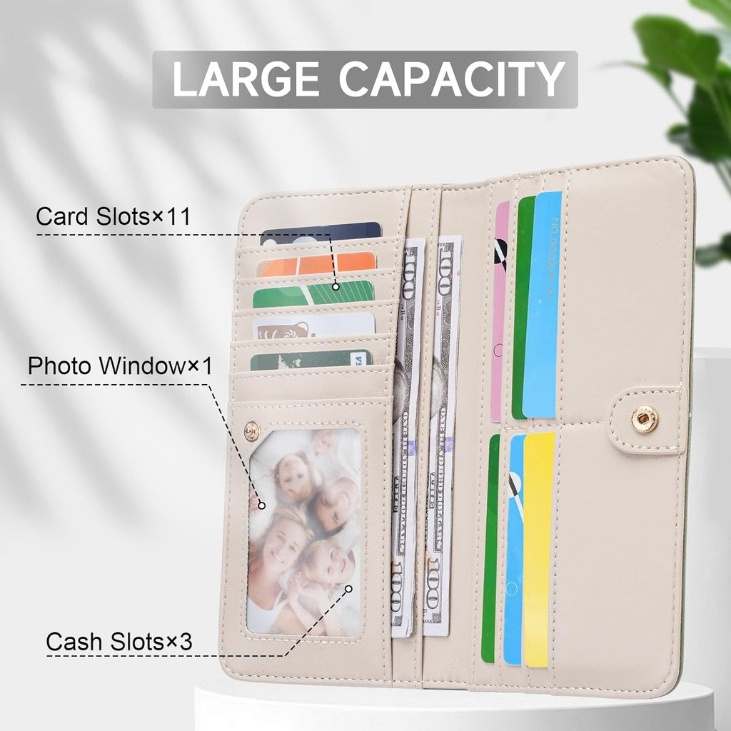 KITEVIUN RFID Wallet Women Ultra Slim Thin Womens Wallet Compact Clutch Long Ladies Wallet for Women PURPLE