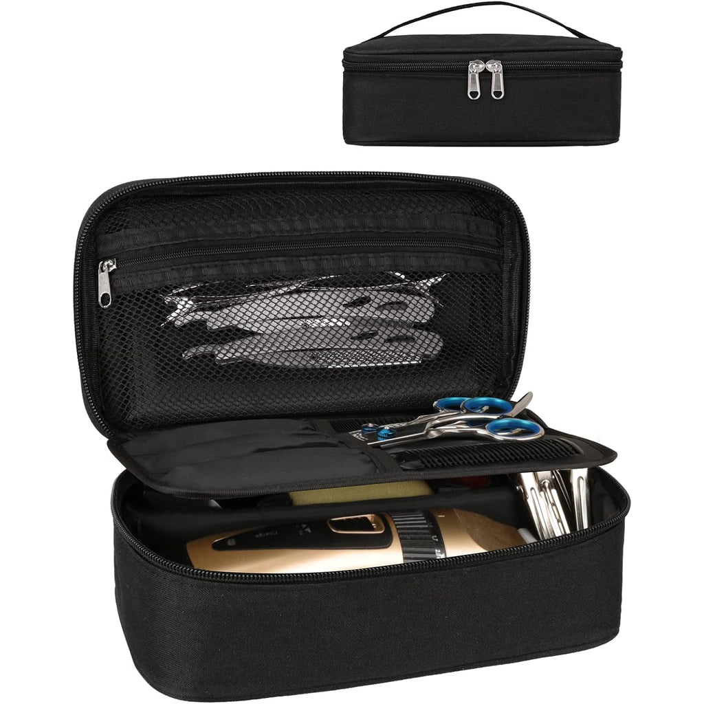 Barber Tool Bag, Hair Clipper Bag Hair Cutting Scissors Storage Bag Shaving Kits Haircut Accessories Organizer Bag Gift For Women (Black)