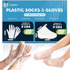 TEAWOO 200PCS Disposable Hand & Foot Mask Set, 100P Hand Masks + 100P Foot Masks with Stickers, Leak-Proof Moisturizing Covers for Paraffin Therapy & at-Home Skin Care (Feet Fit up to US 9)