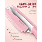 Astercook Knife Set with Block and Sharpener, 22 Piece Kitchen Knife Set Dishwasher Safe, Space-Saving Clear Knife Block with Knives for Everyday Home Cooking Pink