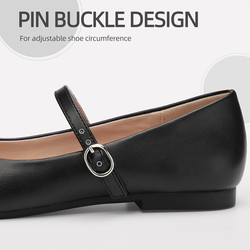 Athmile Mary Jane Shoes Women Ballet Flats Shoes For Women Slip On Comfortable Dressy Adjustable Strap For Work Office Business Casual