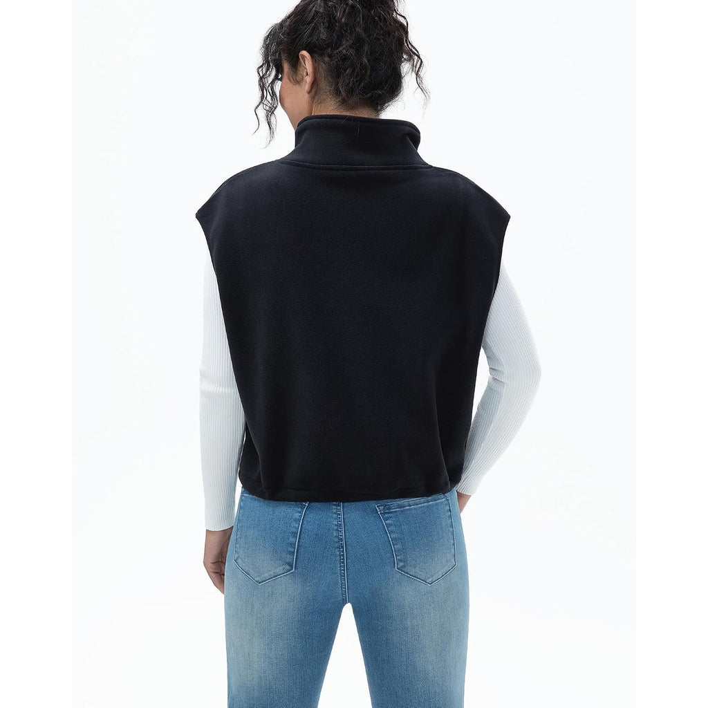 Women'S Full Zip Fleece Short Vest Warm Winter Sleeveless Stand Collar Sherpa Crop Coat