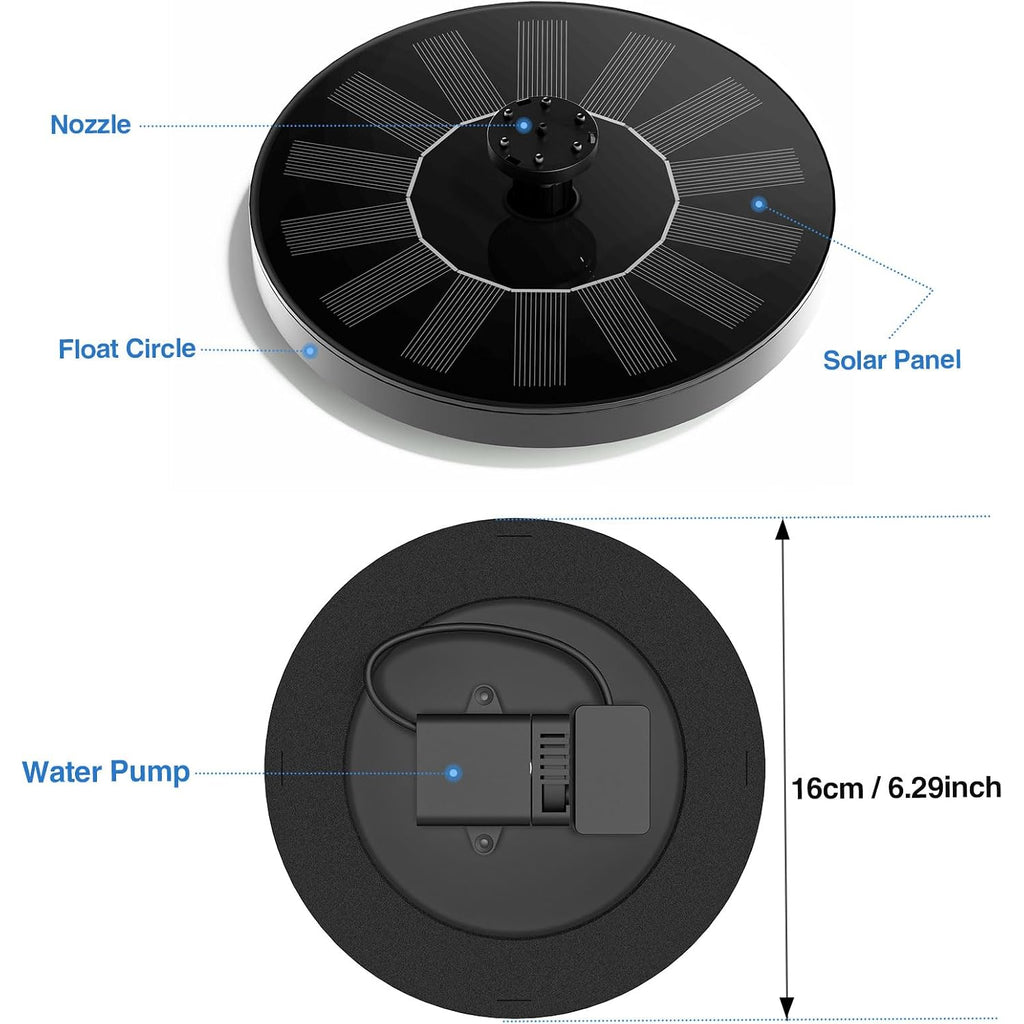 Solar Fountain Water Pump For Bird Bath, Floating Solar Powered Water Fountain Pump For Bird Bath, Garden, Pond, Pool, Outdoor (1.4W)