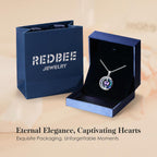 LIANYU Necklace for Womens Blue Sapphire Necklace Moon Pendant S925 Sterling Silver Crystal Jewelry for Women Pendant Birthday Gifts for Wife Gifts Valentine Anniversary