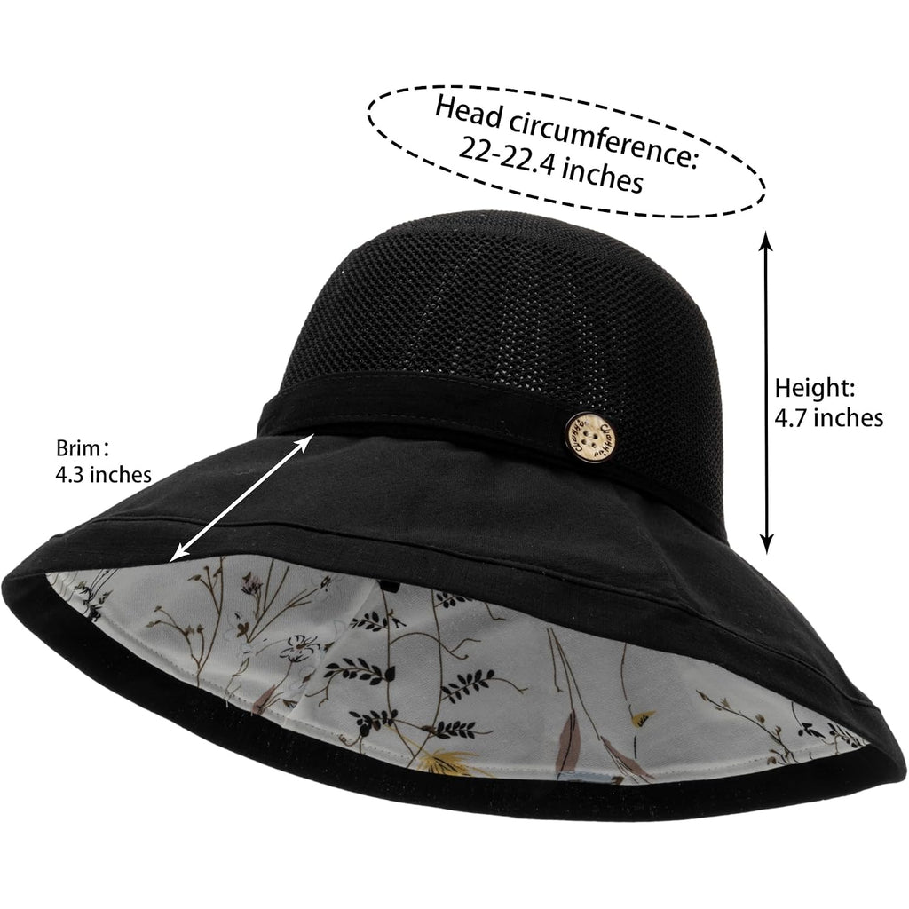 Women'S-Mesh-Sun-Hats Wide-Brim Summer Beach Bucket Caps For Girls Outdoor-Uv-Protection Foldable-Fishing-Hat Chin Strap