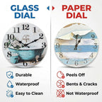 Bathroom Wall Clock,Rustic Style Waterproof Glass Shower Clock Wall Clock For Bathroom Pool Decor (8 Inch,Blue)