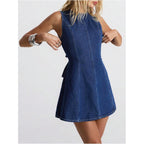 Floerns Women'S Y2K Mini Denim Dress Bow Tie Open Back Sleeveless Going Out Tank Dresses