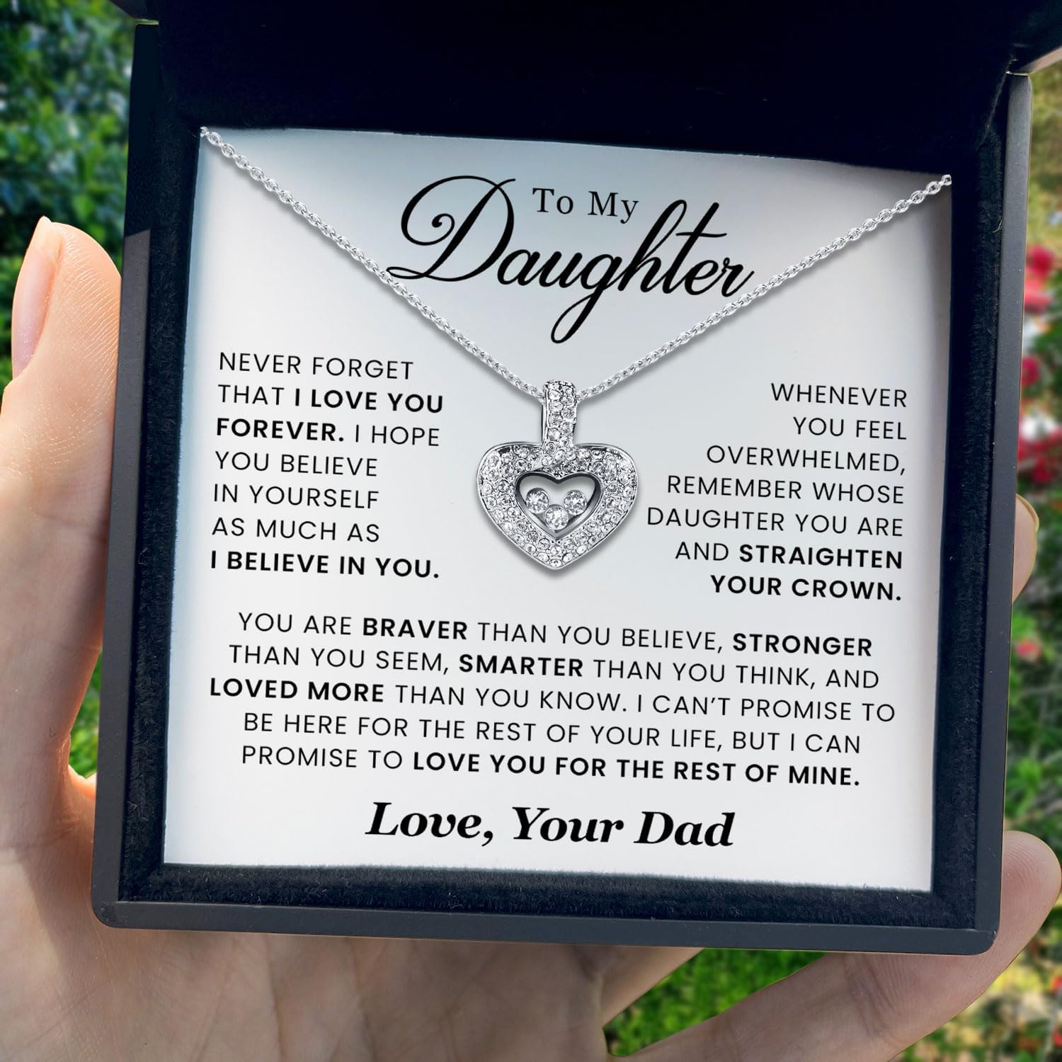 TRYNDI To My Daughter Necklace from Dad - Christmas Gifts for Daughter, Granddaughter, Daughter-In-Law, Women's Jewelry Gifts for Women Birthday, Valentine's Day, Mother's Day