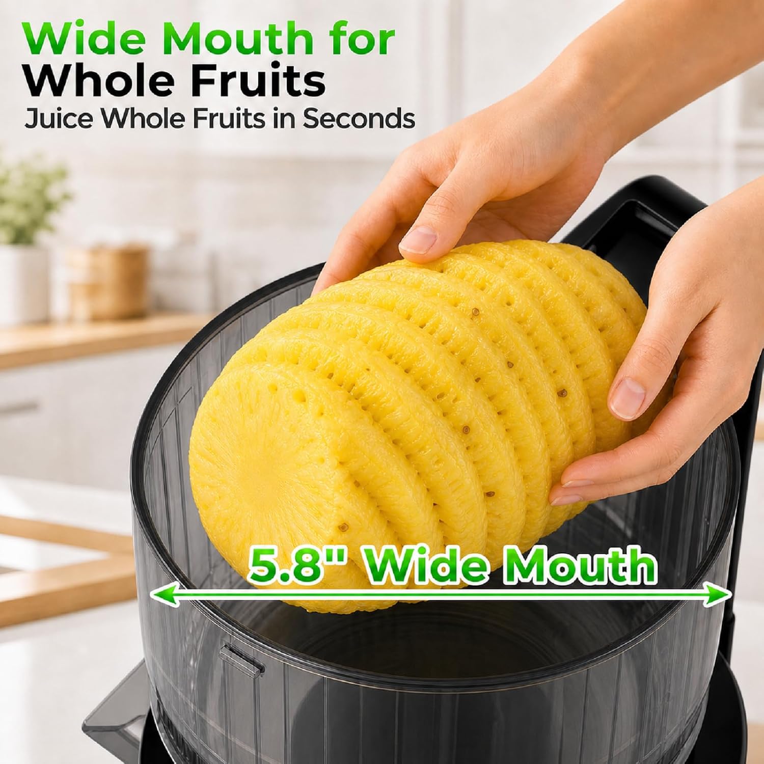Godspeeds Juicer Machines With 5.8" Large Feed Chute, Slow Masticating Cold Press Juicer For Whole Fruits & Vegetables, Easy To Clean Design, High Juice Yield Home Juicer For Daily Wellness