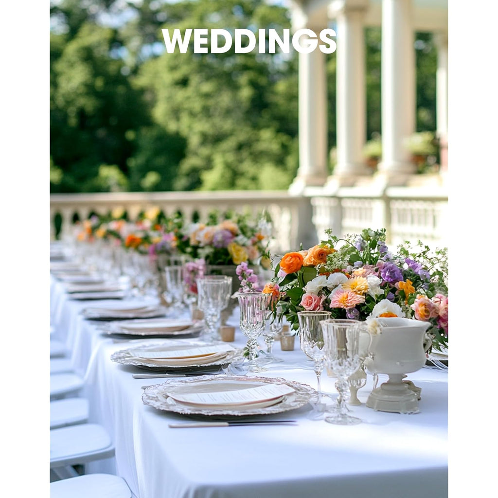 Pureegg Rectangle Table Cloth 60" x 102" – Durable Polyester Tablecloth Offers Reusable & Washable Protection, Ideal for Outdoor Party, Picnic, Wedding, Banquet and Birthday, 2 Pack, White