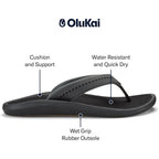 Olukai Ulele Women'S Beach Sandals, Water-Resistant Flip-Flops, Arch Support & Comfort Fit, Lightweight With Enhanced Grip & Traction
