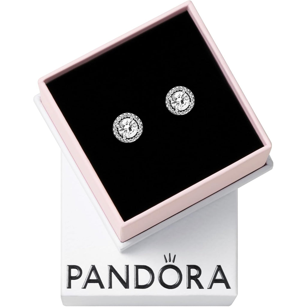 PANDORA Round Sparkle Stud Earrings - Classic Earrings for Women - Great Gift for Women - Made with Sterling Silver & Cubic Zirconia, With Gift Box