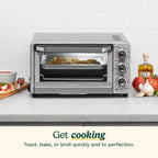 Cuisinart Custom Classic Toaster Oven Broiler, 1800 Watt Countertop Toaster Oven to Bake, Broil, and Toast, Non-Stick Interior, Consistent Toast Control, Brushed Stainless Steel/Black, TOB-40N
