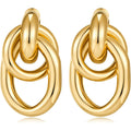 Gold Chunky Earrings for Women Geometric Knot Link Drop Dangle Earrings 14K Gold Plated Statement Earrings Trendy Gold Jewelry