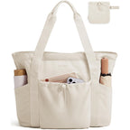 Bagsmart Foldable Tote Bag With Drawstring Bag, Tote Bag Shoulder Bag Top Handle Handbag For Travel, Work, Beach, Gym