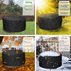 Lbting Fire Pit Cover, 48 Inch Cover For 45-48 Inch Round Firepit, Waterproof Windproof Dustproof Uv-Resistant Heavy Duty Cover For Outdoor Patio Firepit Table - Black