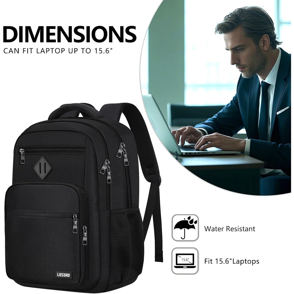Black Backpack For Men, School Backpack For Boy Teens | 15.6 Inch Laptop Back Pack With Reinforced Straps
