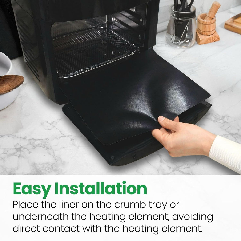 Buself Toaster Oven Liner – Compatible With Breville, Cuisinart, Black & Decker, Dash, And More – Nonstick Heat Resistant Reusable Air Fryer Liners, Pfoa & Bpa Free, 9X11", 2 Pack, Black