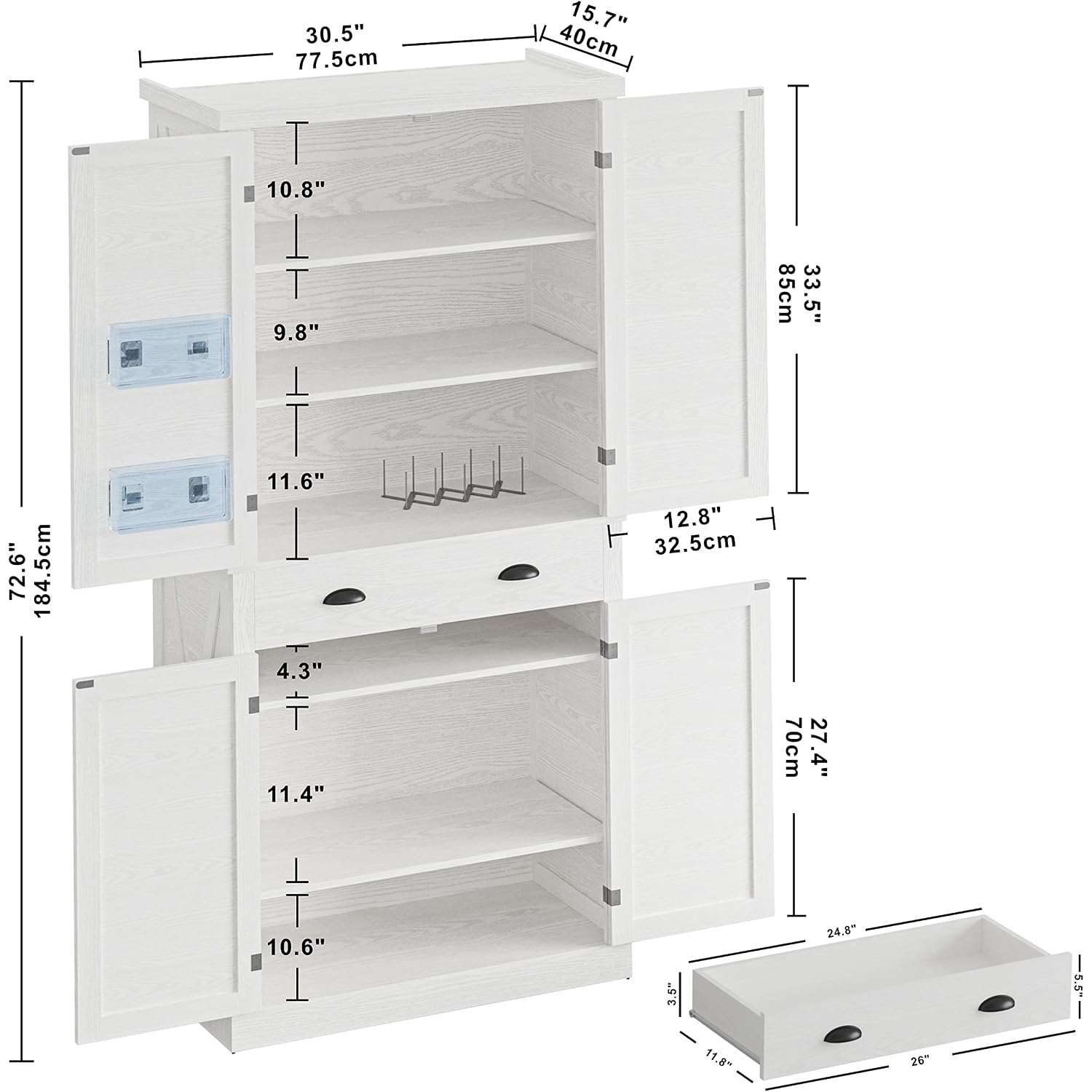Ironck Storage Cabinet With Drawers And Doors For Living Room And Entryway | Open Shelves, Adjustable Shelves, Organized Essentials