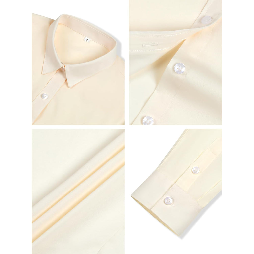 Womens Cotton Button Down Shirts for Women Fitted Long Sleeve Formal Dress Shirt Work Blouses Tops
