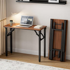 Small Folding Computer Desk – Portable 35.8 Inch Foldable Laptop Table, No-Assembly, Collapsible And Compact For Easy Storage, Lightweight For Small Spaces, Craft And Study Use, Dark Walnut