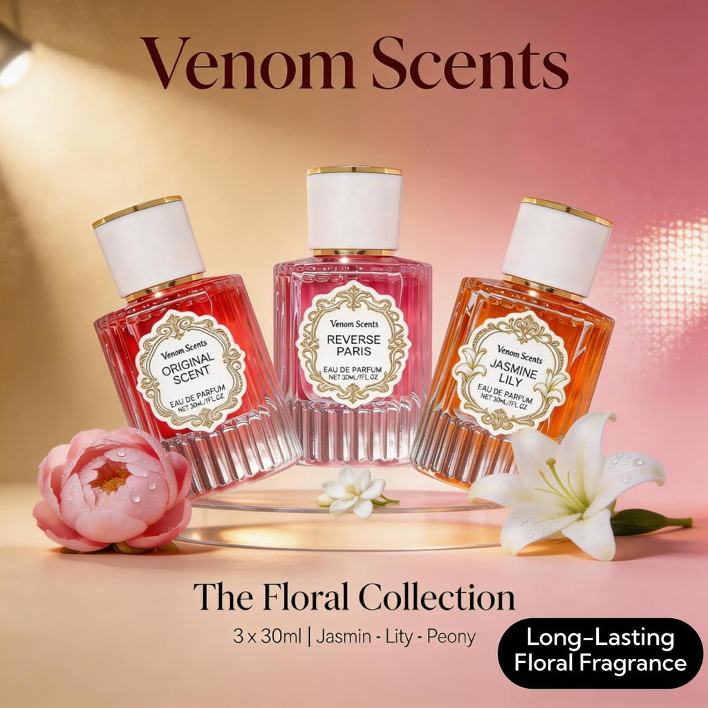 3Pcs Pheromones For Women, Jasmine Lily & Peony Long-Lasting Floral Perfume Collection 3 Fl Oz