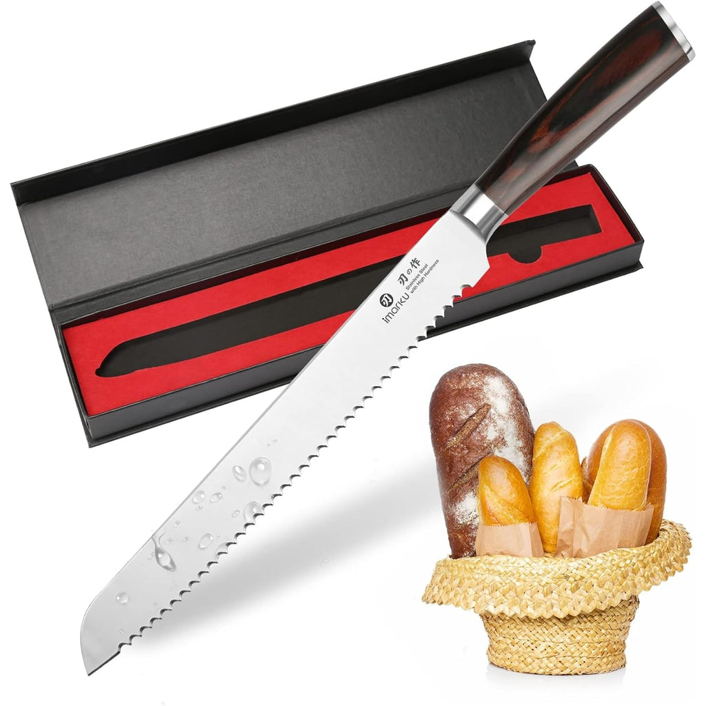 Imarku Bread Knife, German High Carbon Stainless Steel Professional Grade Bread Slicing Knife, 10-Inch Serrated Edge Cake Knife, Bread Cutter For Homemade Crusty Bread, Birthday Gift