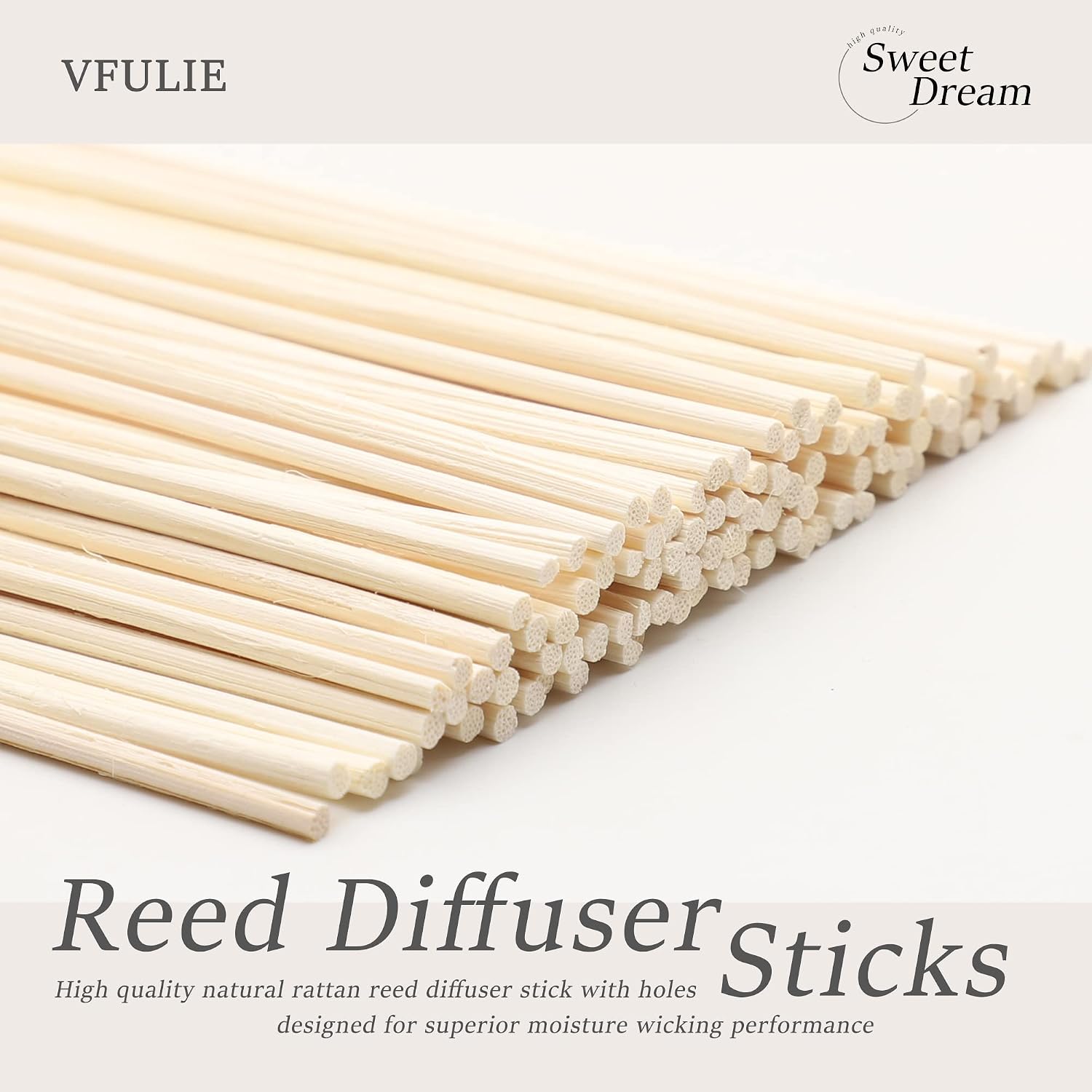 Vfulie 100Pcs Reed Diffuser Sticks, 10 Inch Natural Rattan Wood Sticks Essential Oil Aroma Diffuser Sticks Refill Replacement For Aroma Fragrance