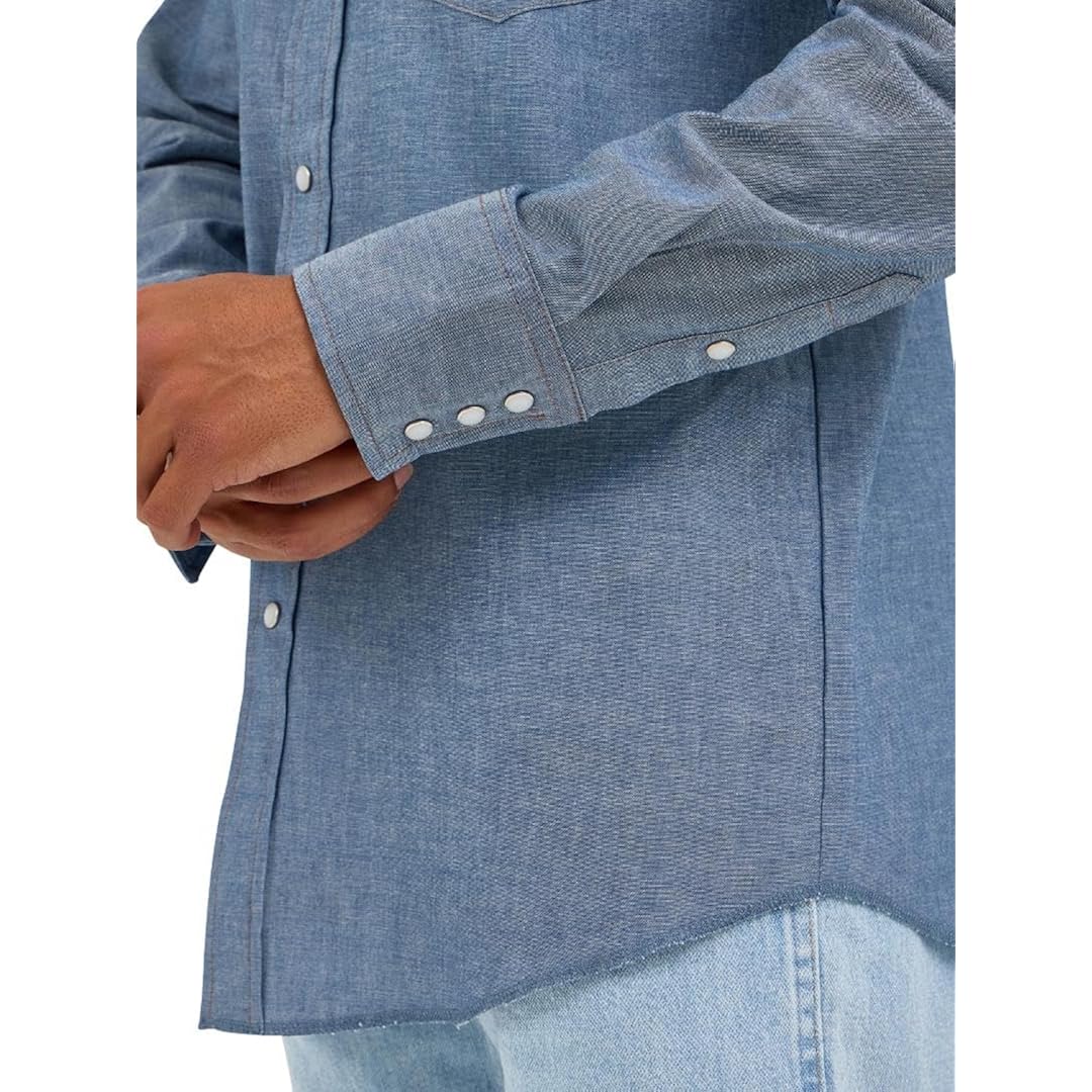 Wrangler Men'S Cowboy Cut Western Long Sleeve Snap Work Shirt Firm Finish