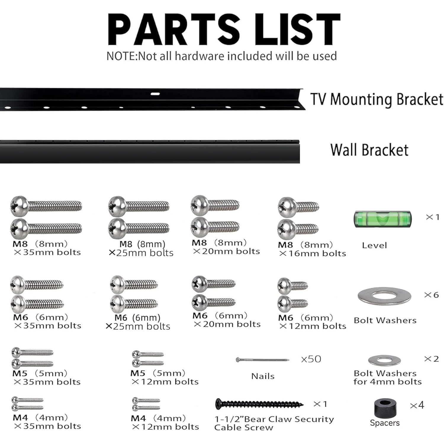 No Stud Tv Wall Mount, 32 To 75 Inch Drywall Studless Tv Bracket, Up To 150 Lbs, No Damage, No Drill, No Screws, Easy Install Low Profile Tvs Mount, Include All Hardware