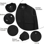 Zando Bomber Jacket Women 2026 - Short Cropped Jacket Women Button Down Long Sleeve Casual Varsity Jackets With Pockets