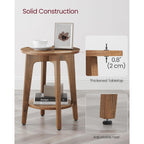 VASAGLE MAEZO Collection - Side Table, 2-Tier Small Round End Table, Nightstand with Tapered Legs, Curved Transitions, for Small Spaces, Living Room, Bedroom, Honey Brown ULET283T41